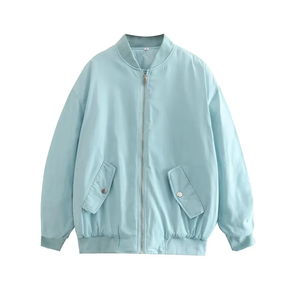 A&A Vitoria Oversized Ruched Sleeve Bomber Jacket