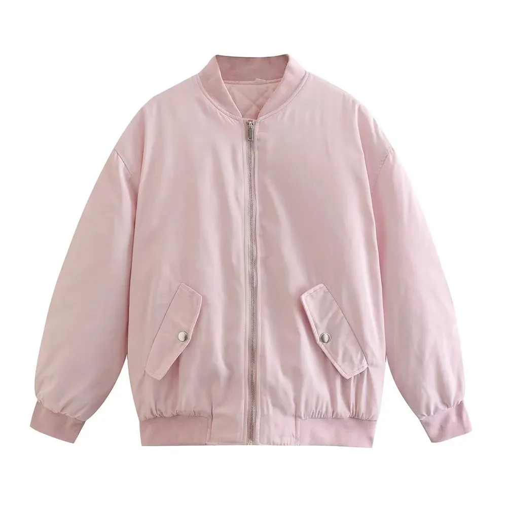 A&A Vitoria Oversized Ruched Sleeve Bomber Jacket