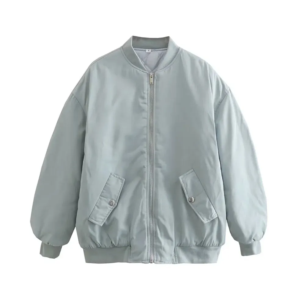 A&A Vitoria Oversized Ruched Sleeve Bomber Jacket