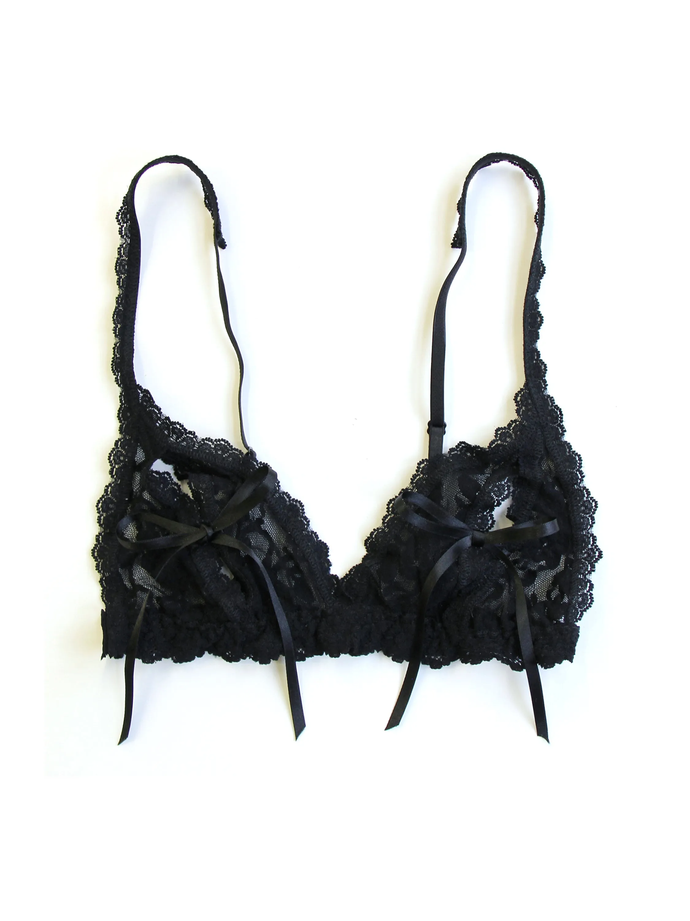 &oh™ Peek-a-Boo Lace Tie Bralette Black