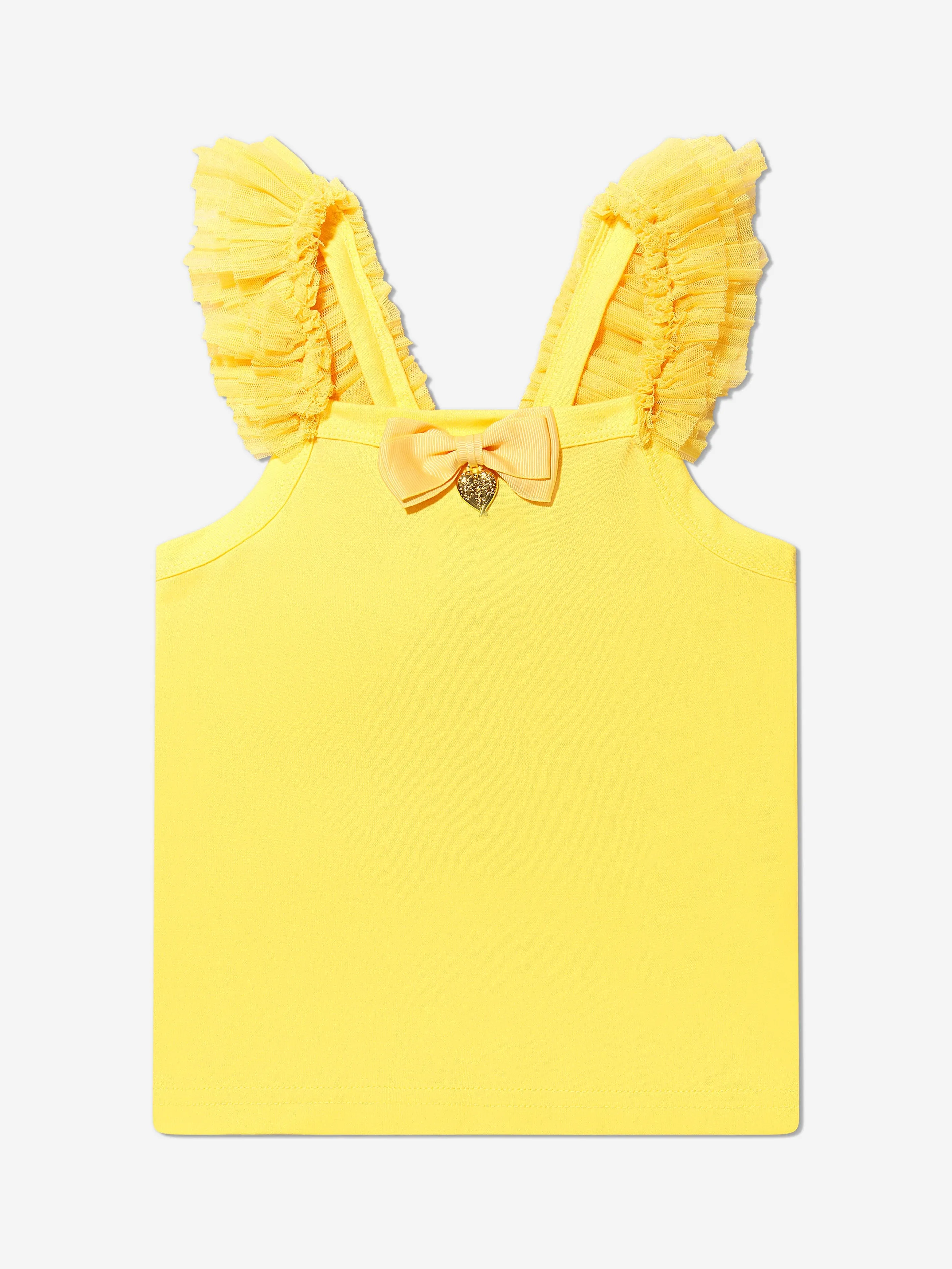 Angels Face Girls Cotton And Tulle Trim Sleeveless Top