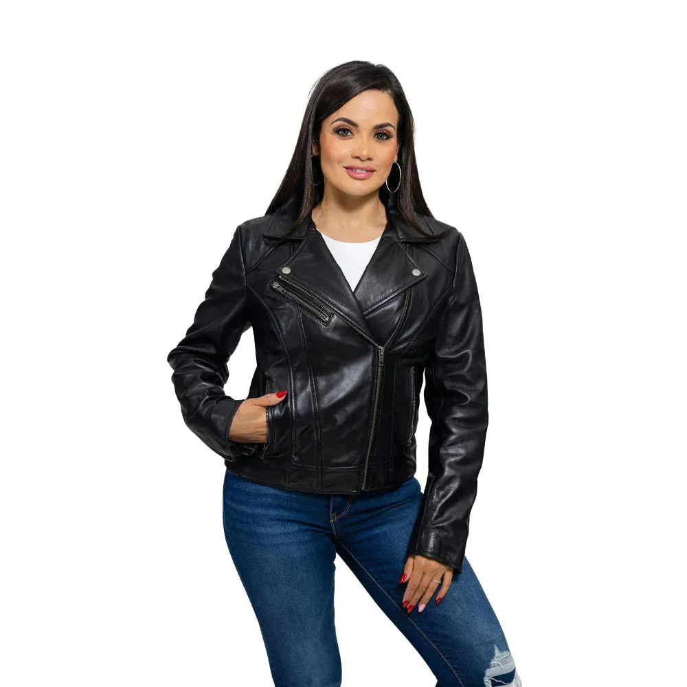 Betsy Womens Fashion Leather Jacket black