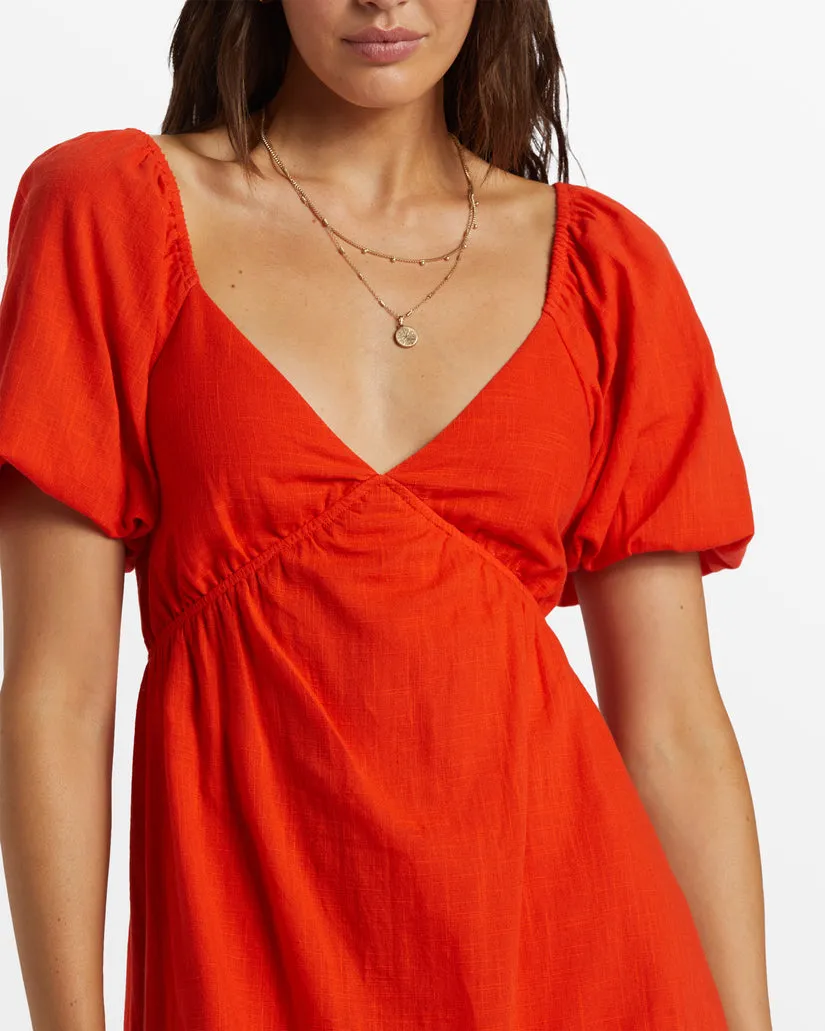 BILLABONG Love Fade Puff Sleeve Midi Dress - More Colors Available