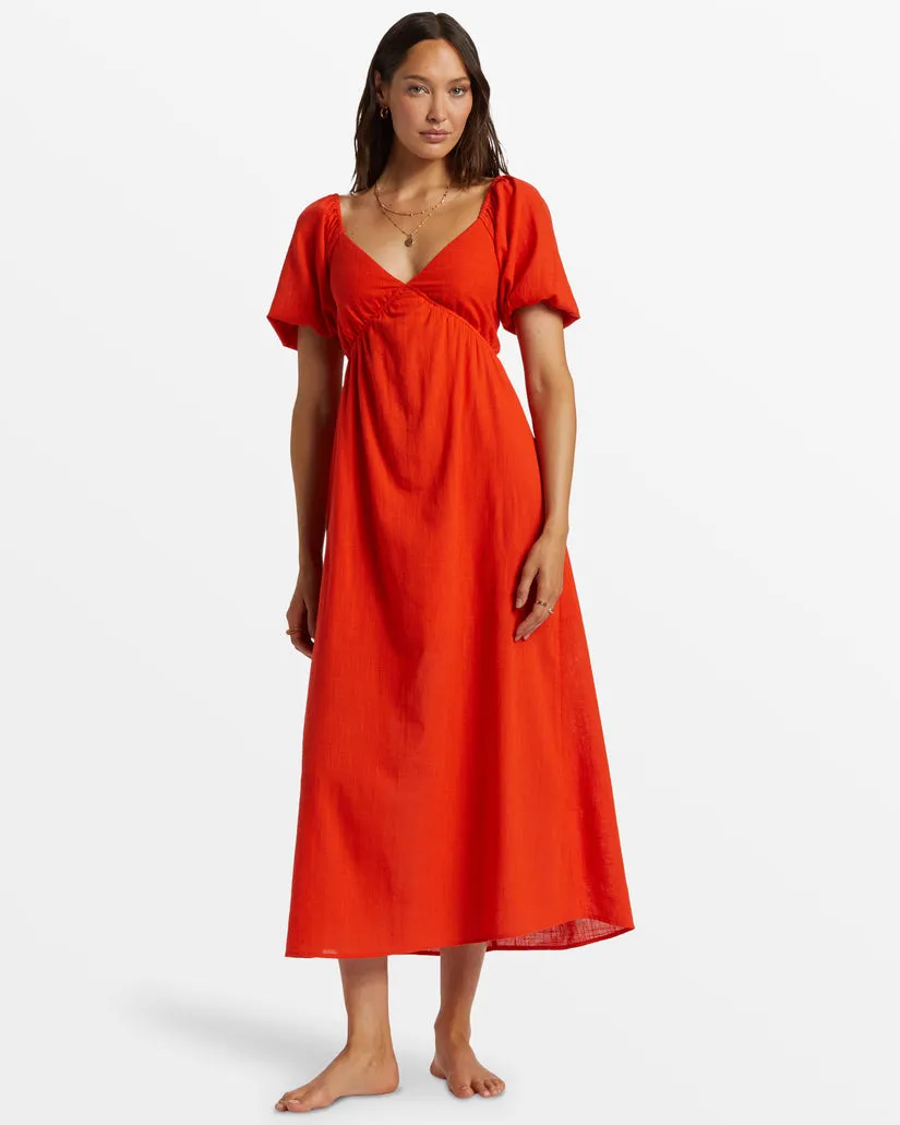 BILLABONG Love Fade Puff Sleeve Midi Dress - More Colors Available