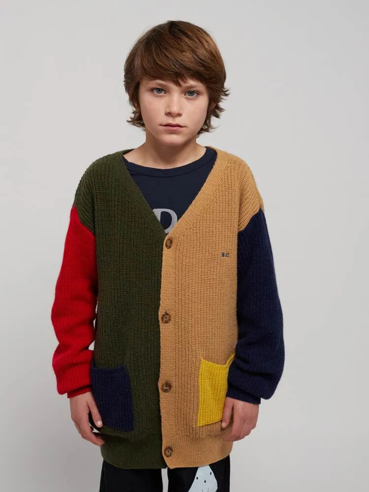 Bobo Choses Ribbed Wool Blend Cardigan, Multicolor