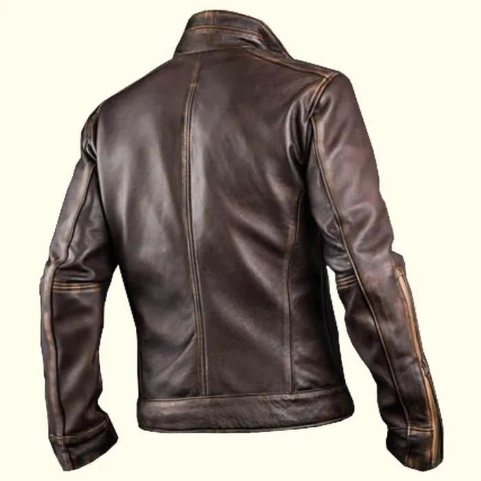 Brown Cafe Racer Leather Jacket