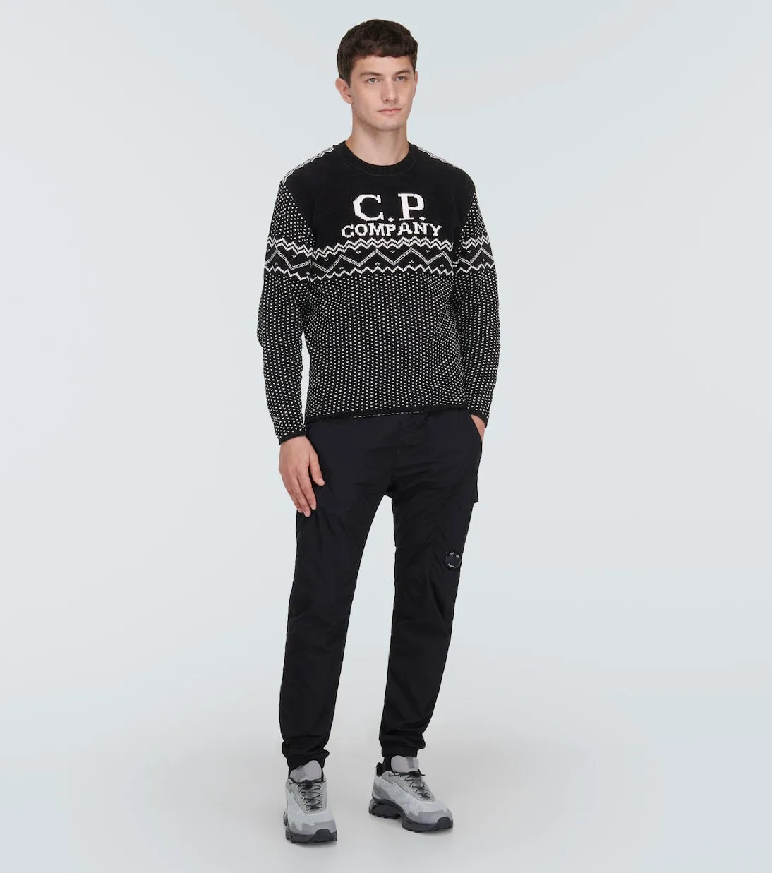 Chenille and cotton jacquard sweater C. Company, black