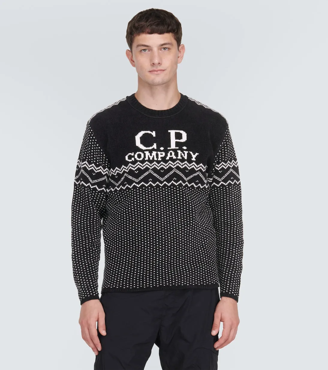 Chenille and cotton jacquard sweater C. Company, black