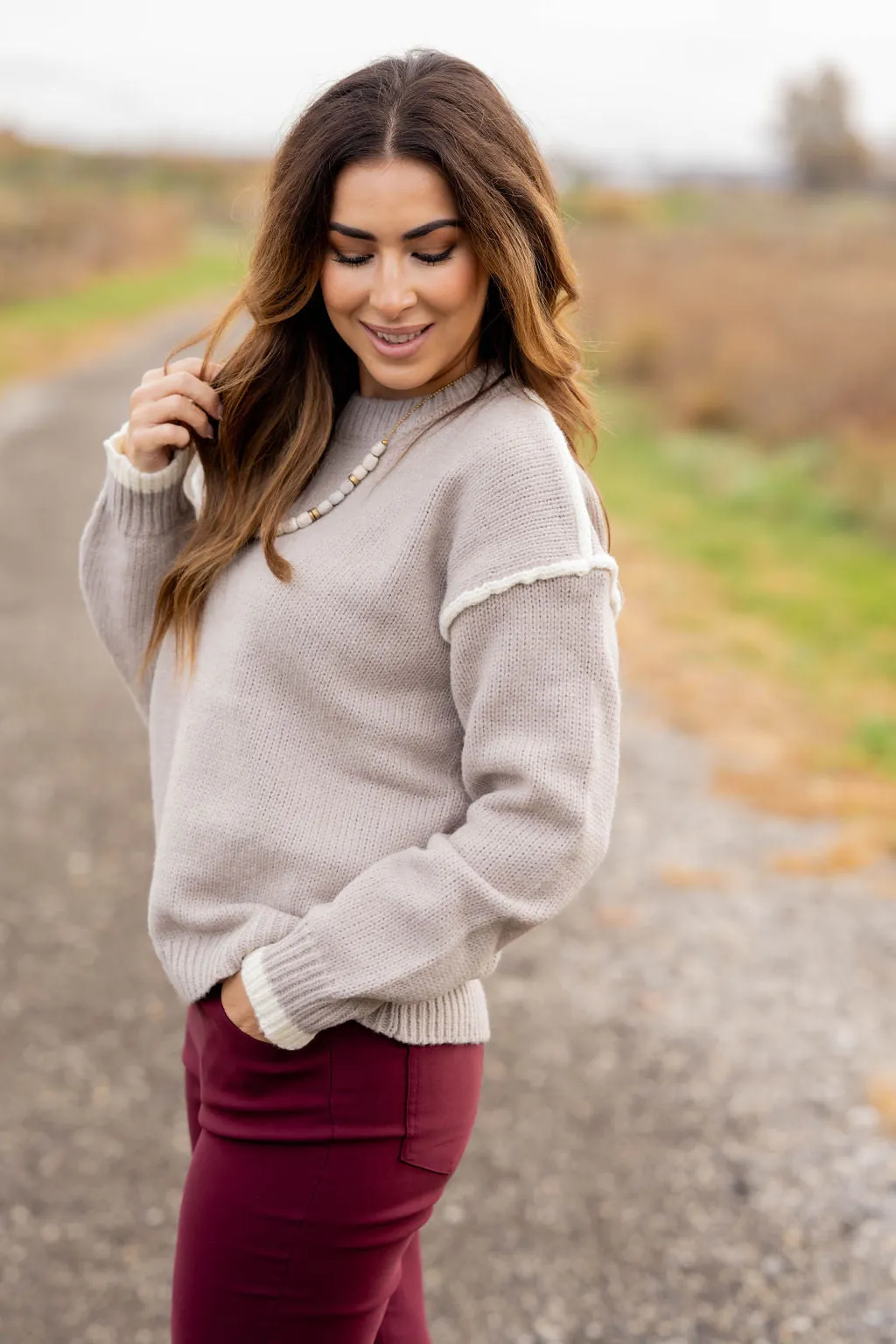 Chic Dipped Trim Sweater