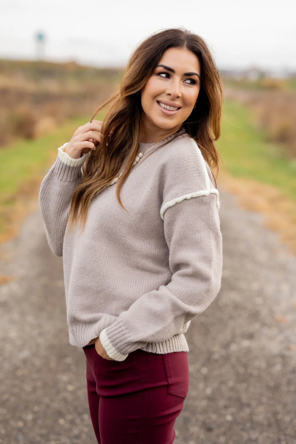 Chic Dipped Trim Sweater