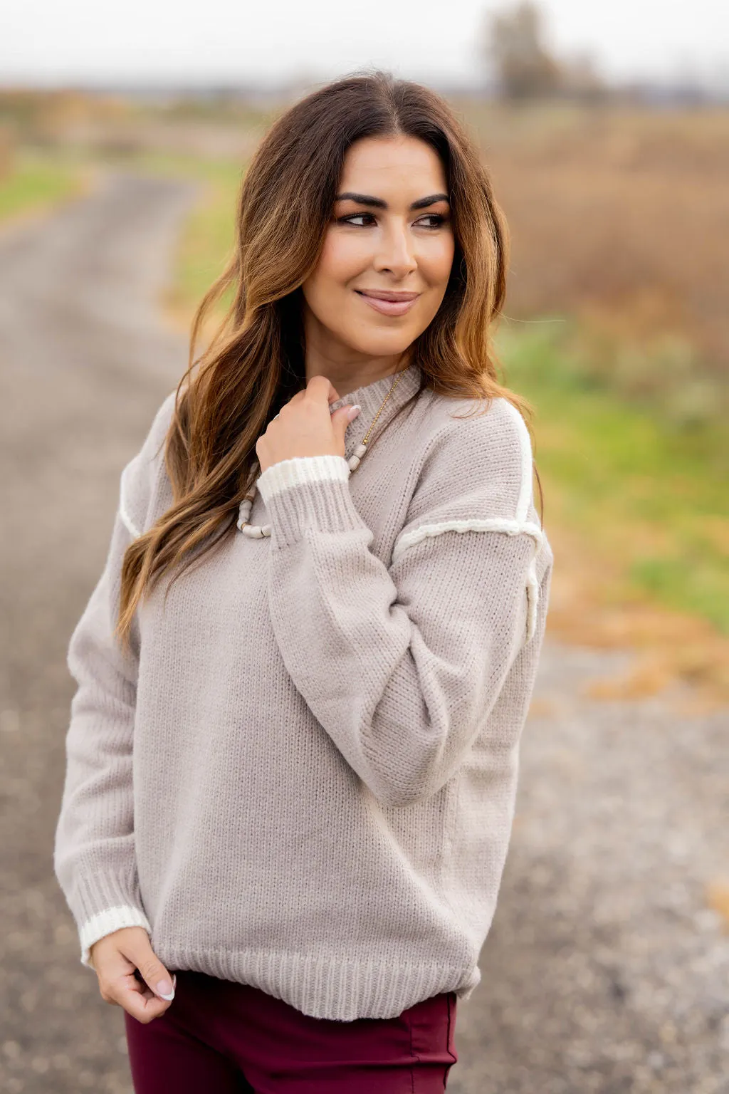 Chic Dipped Trim Sweater