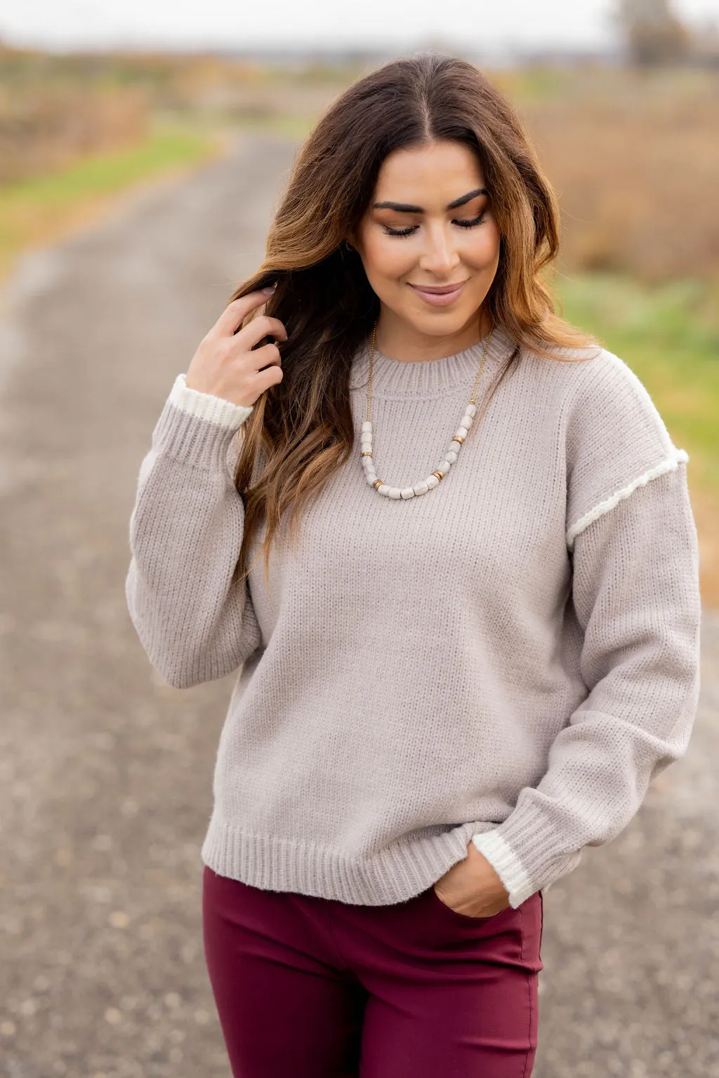 Chic Dipped Trim Sweater