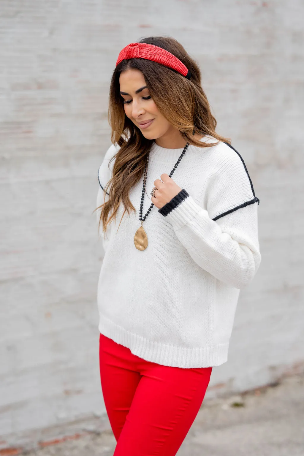 Chic Dipped Trim Sweater