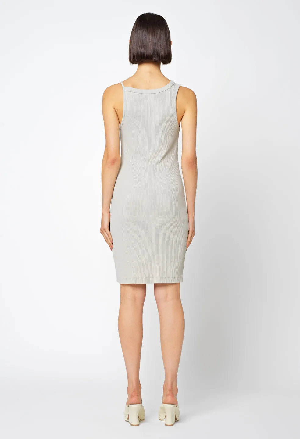 Cotton Rib Asymmetrical Cami Dress / Oyster