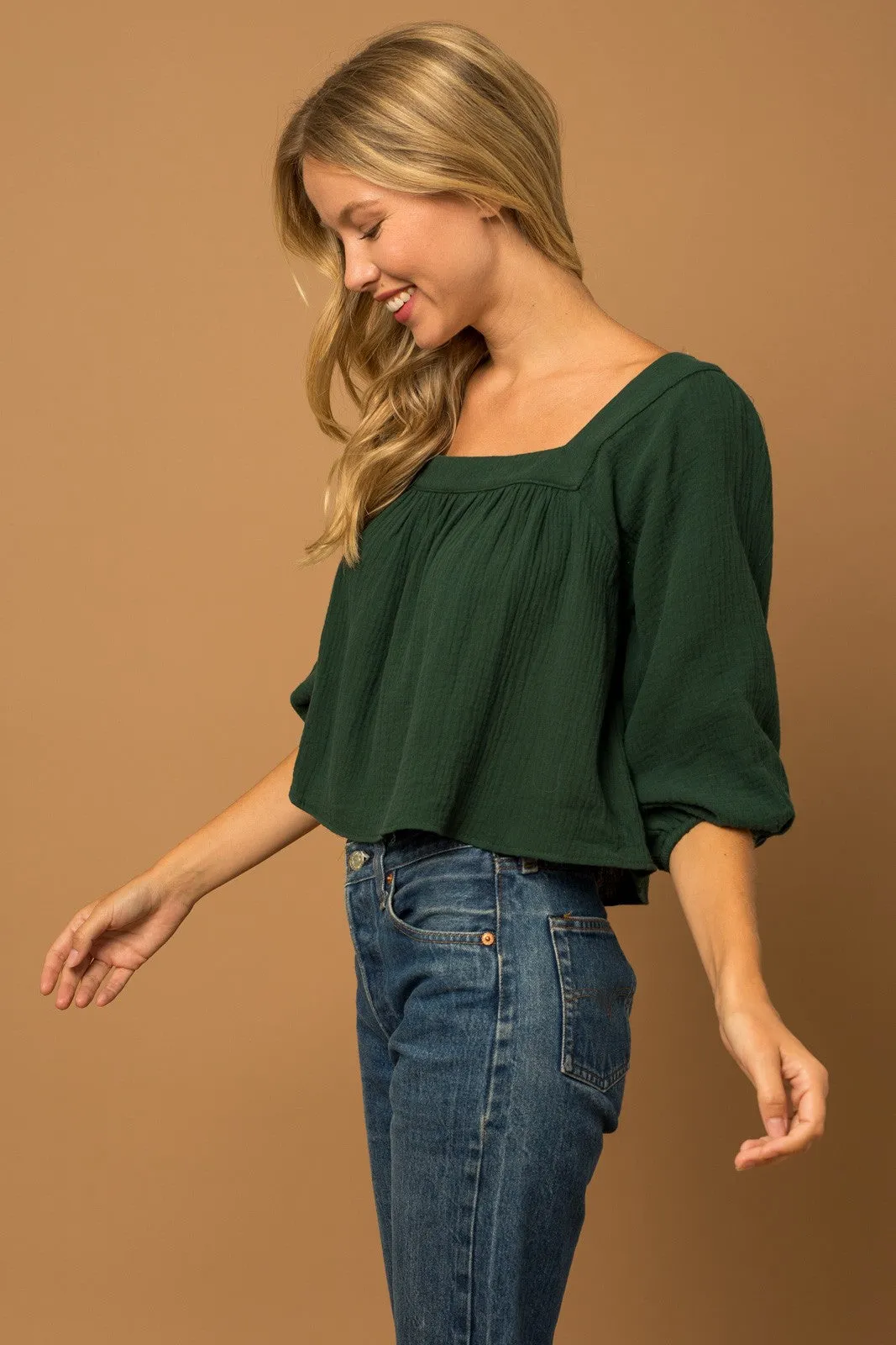 Cypress Charm Cropped Square Neck Top