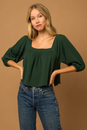 Cypress Charm Cropped Square Neck Top