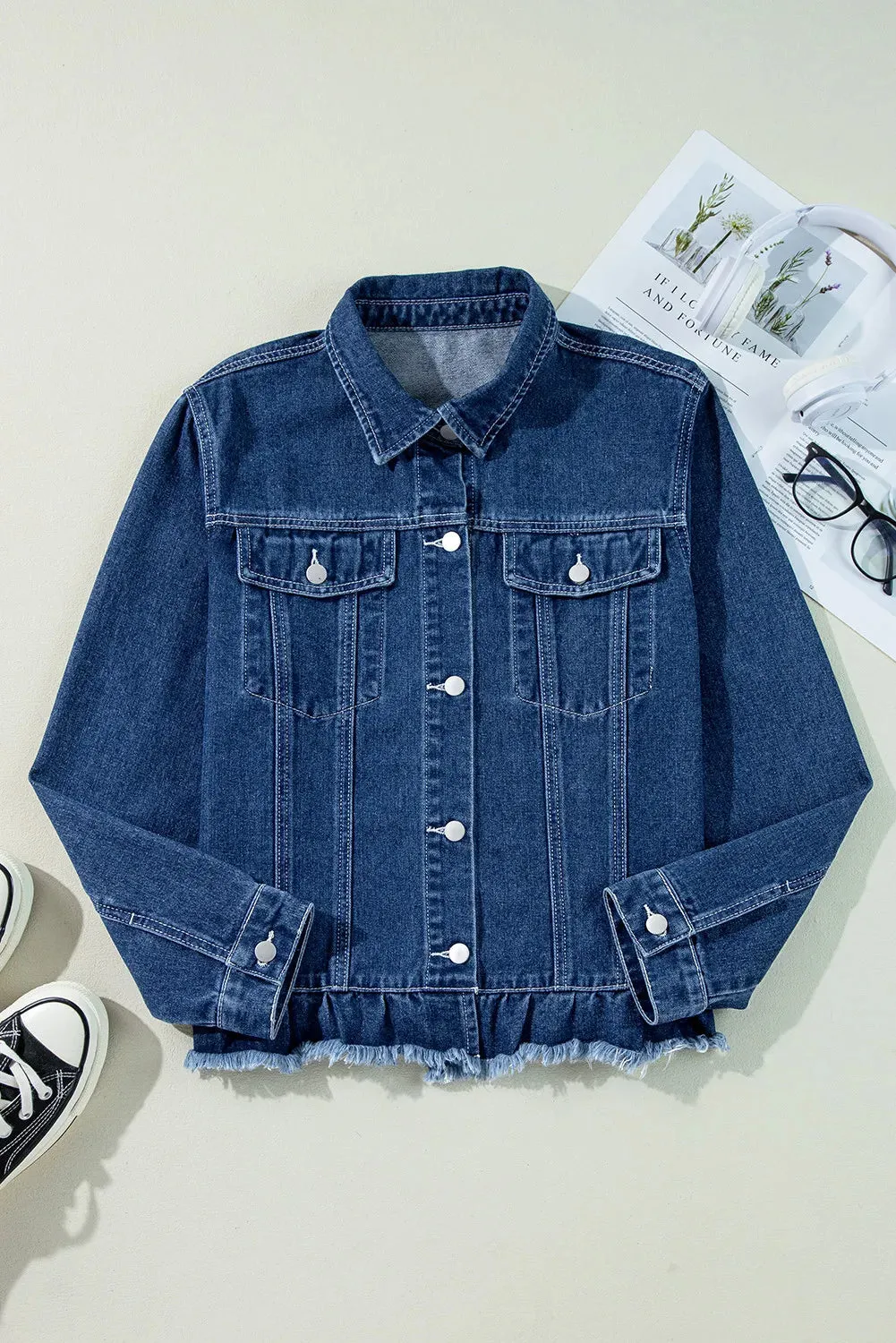 Dani Raw Hem Long Sleeve Denim Jacket