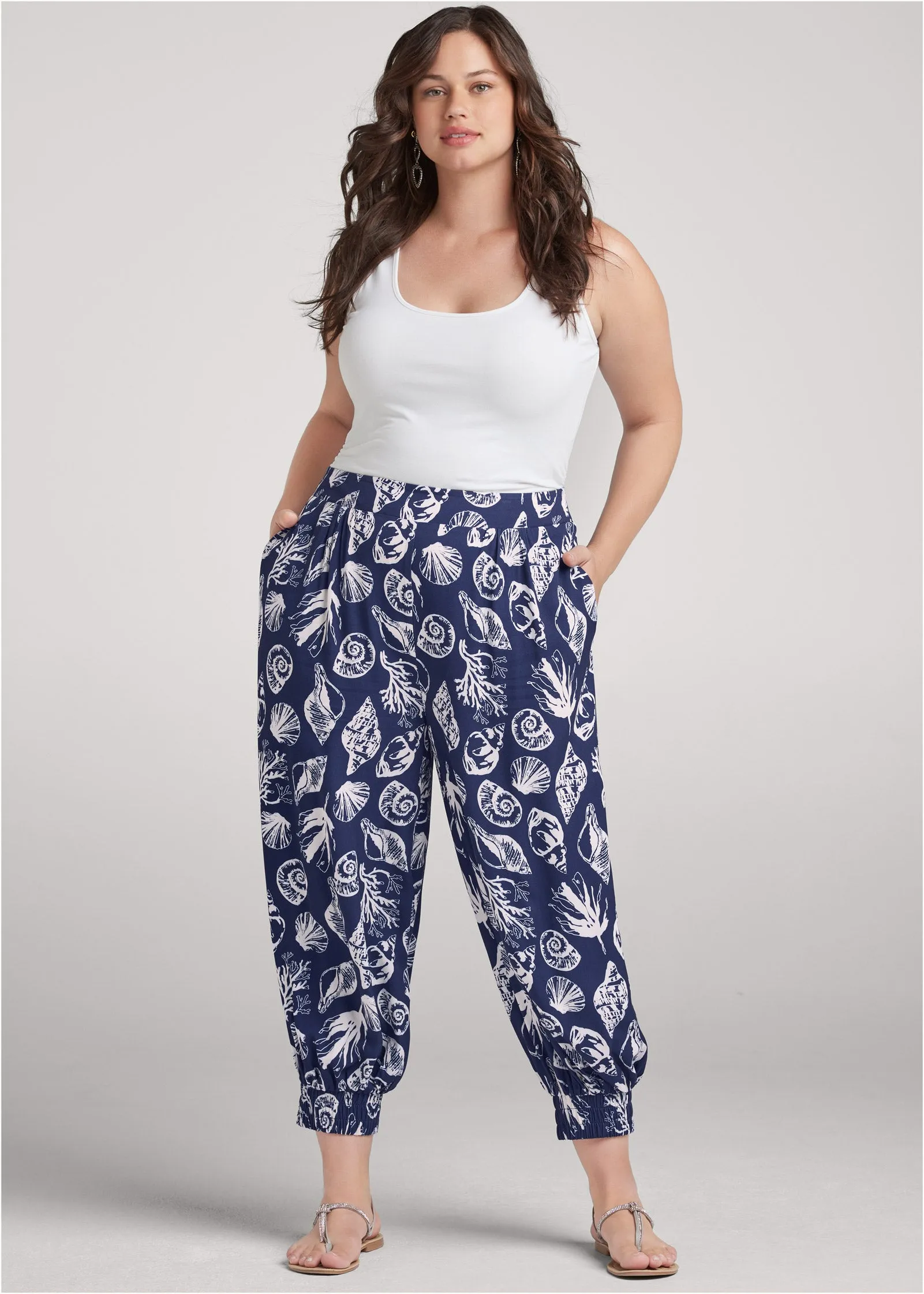 Deep Ocean Patterned Pants - Navy & White