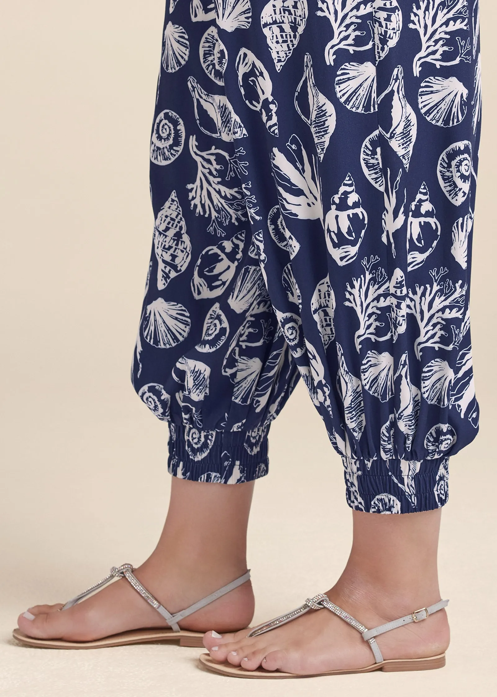 Deep Ocean Patterned Pants - Navy & White