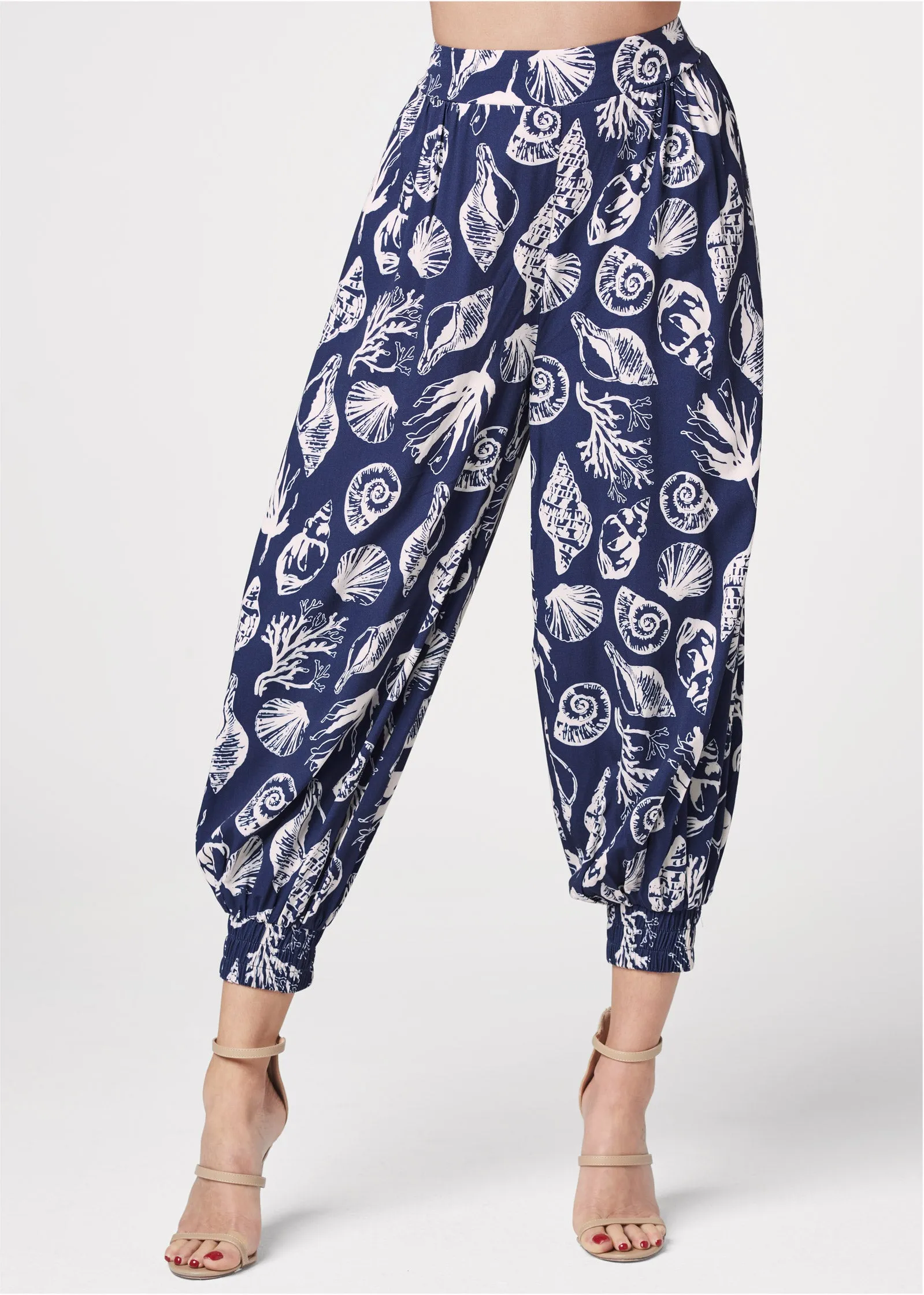 Deep Ocean Patterned Pants - Navy & White