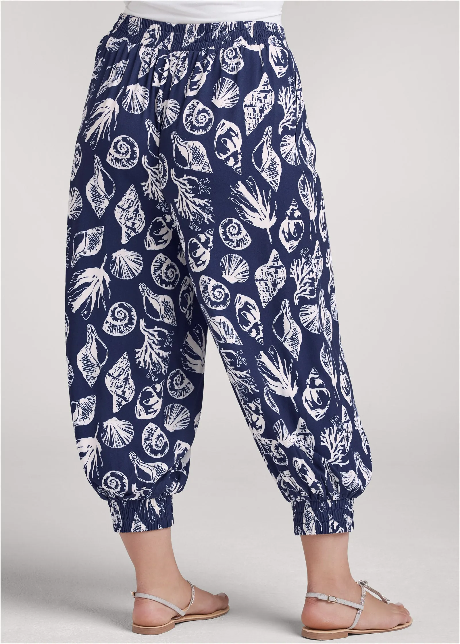 Deep Ocean Patterned Pants - Navy & White