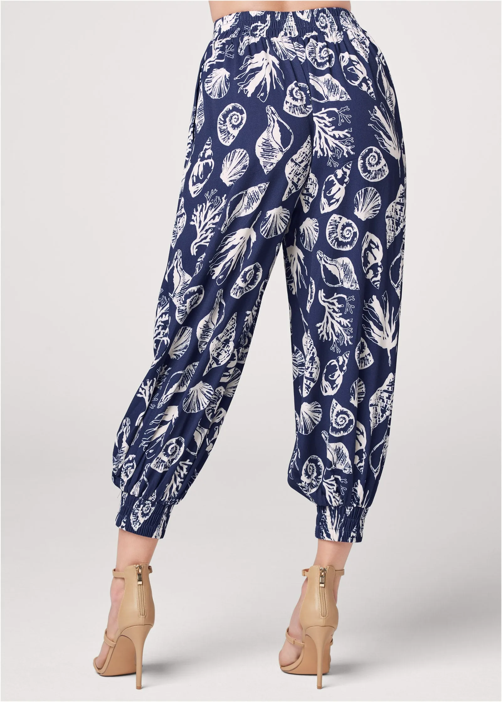 Deep Ocean Patterned Pants - Navy & White