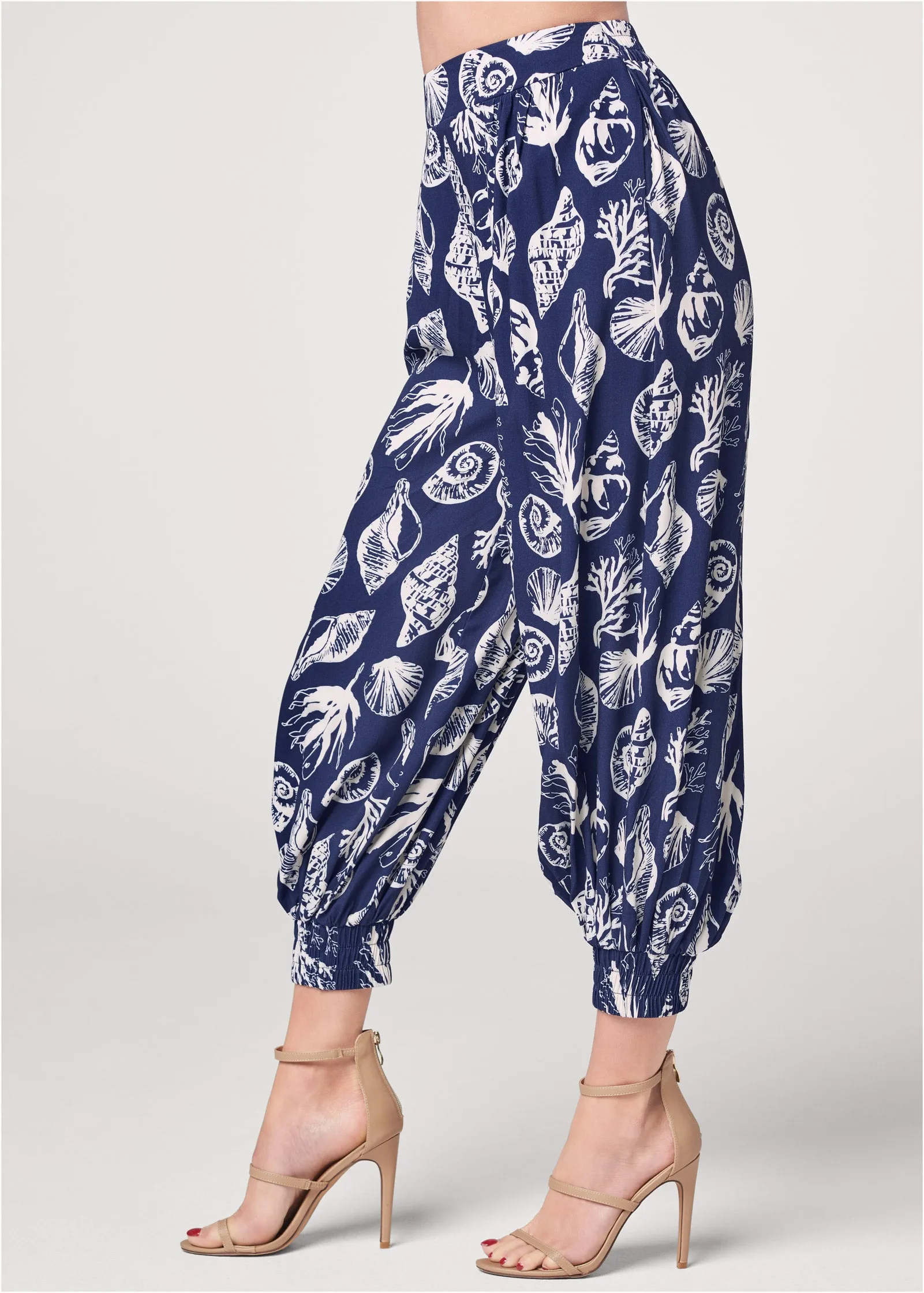 Deep Ocean Patterned Pants - Navy & White