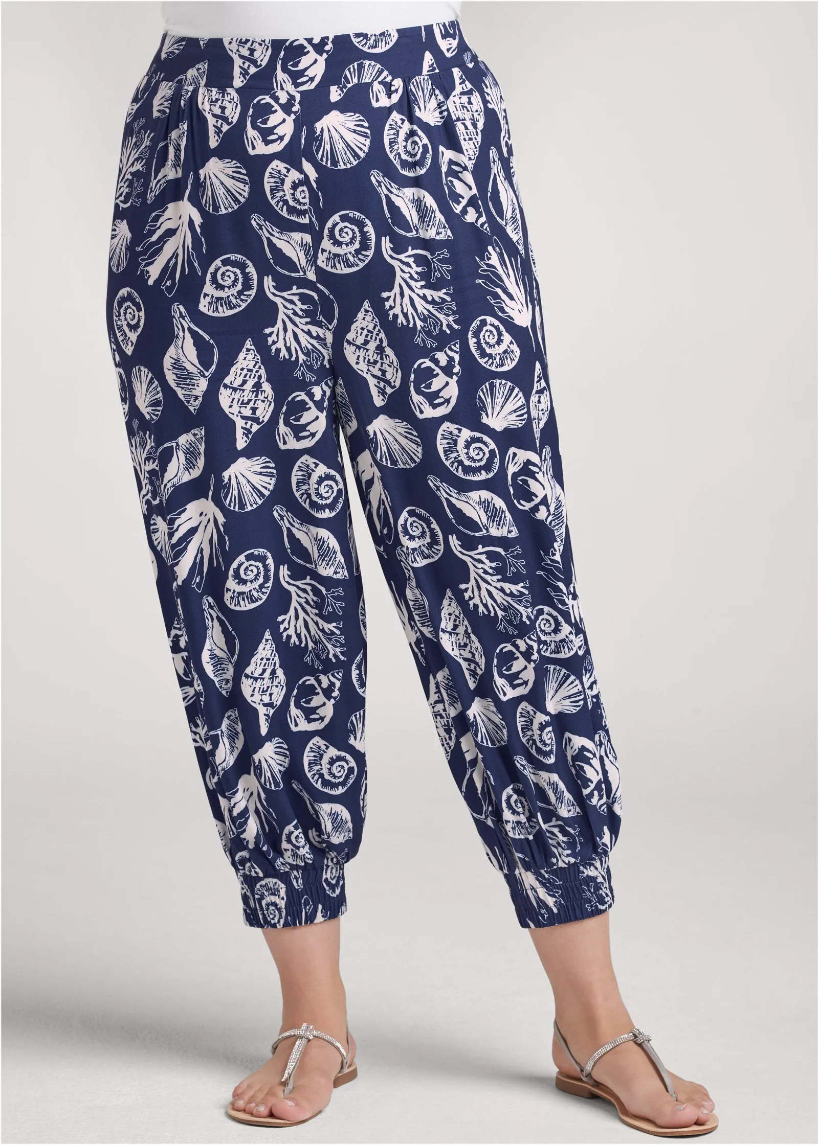 Deep Ocean Patterned Pants - Navy & White