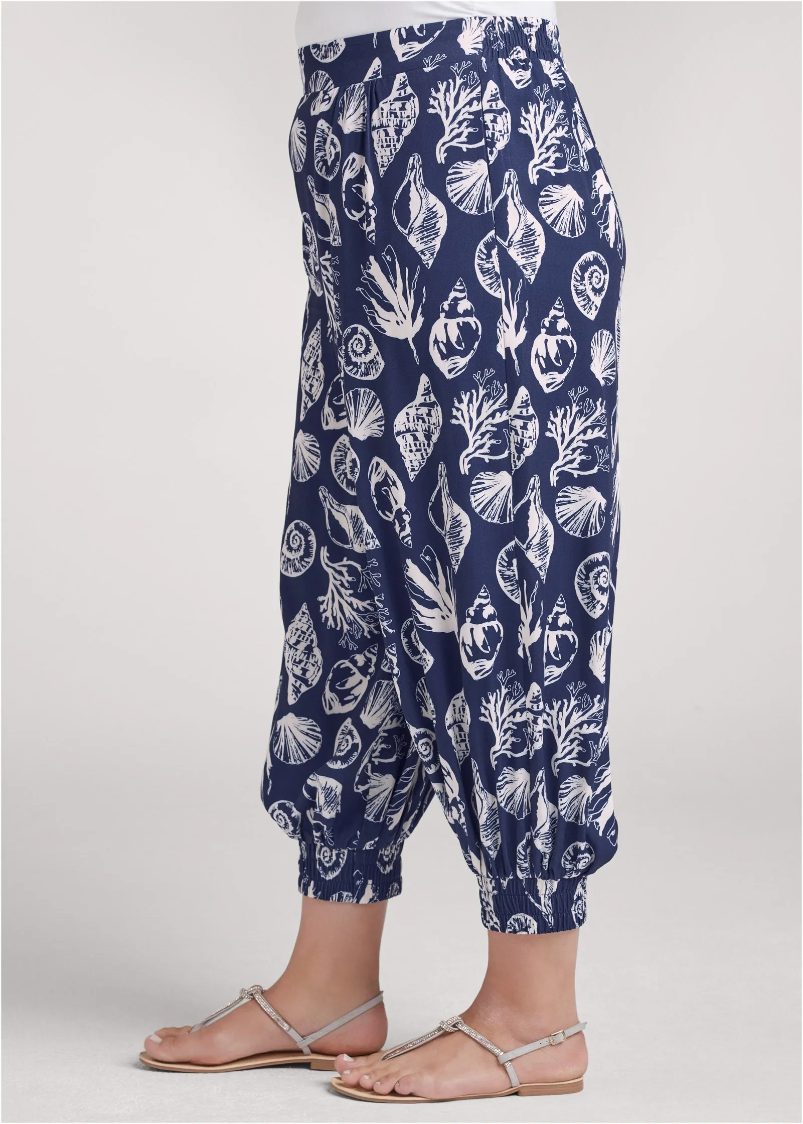 Deep Ocean Patterned Pants - Navy & White