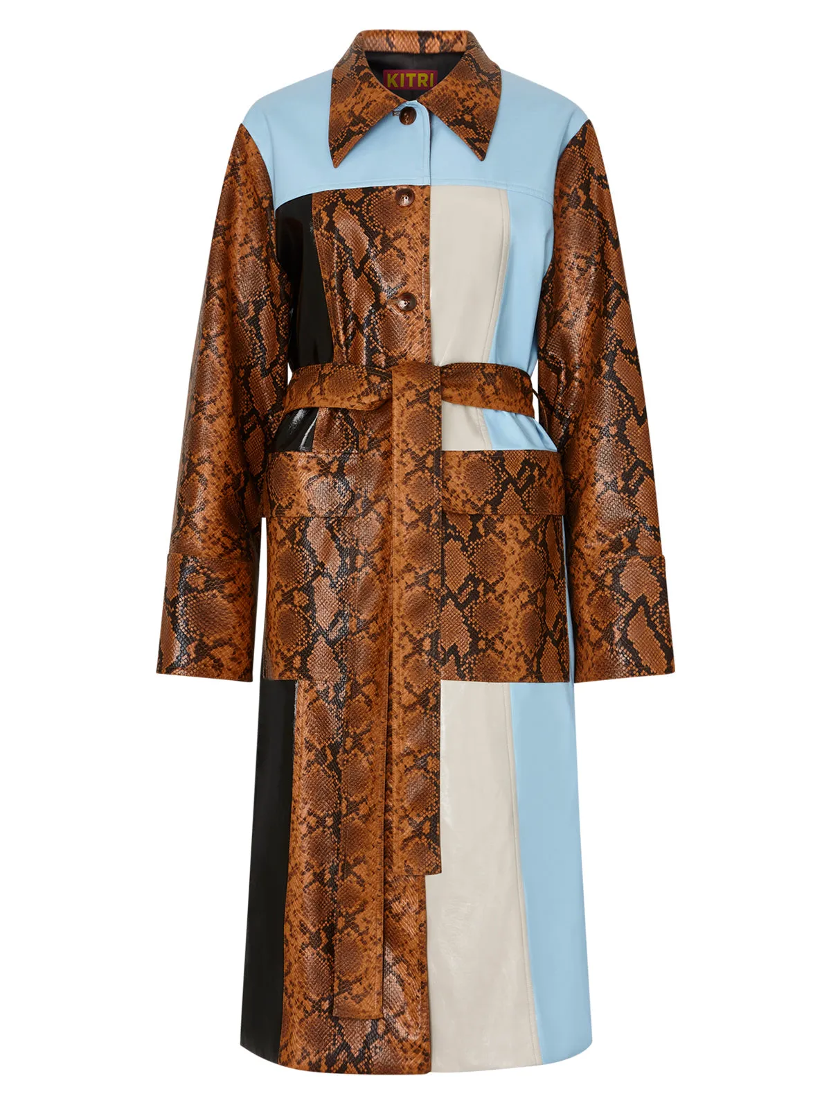 Dominique Cornflower Blue Snakeskin Vinyl Coat