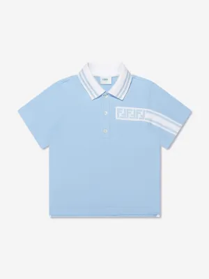 Fendi Boys Pique Polo Shirt in Blue