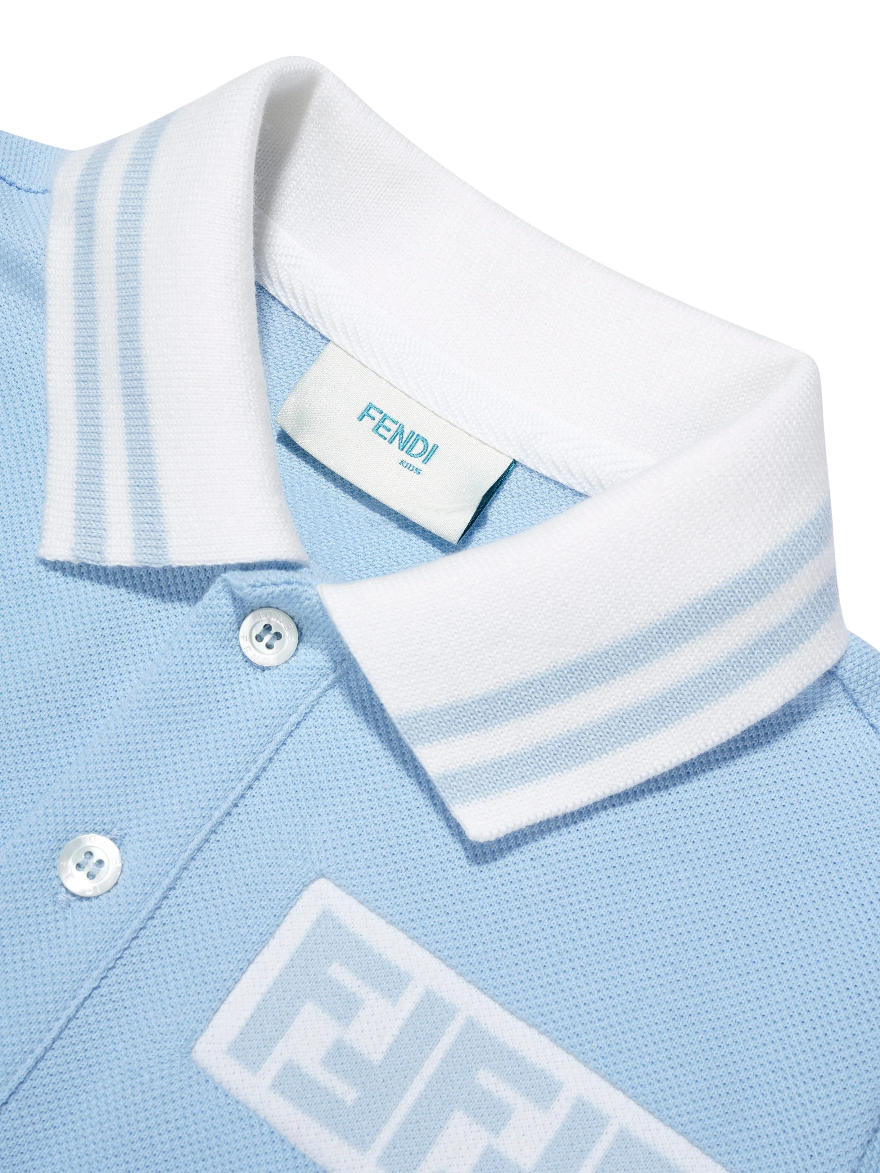 Fendi Boys Pique Polo Shirt in Blue