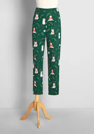 Festively Frocked Felines Pants