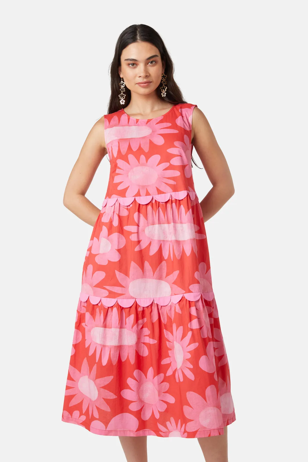 Flowering Pink Tiered Dress