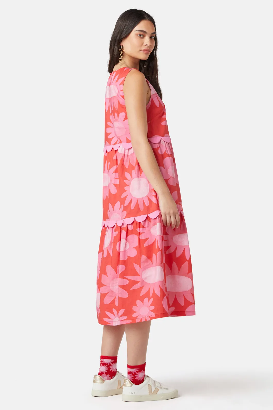 Flowering Pink Tiered Dress