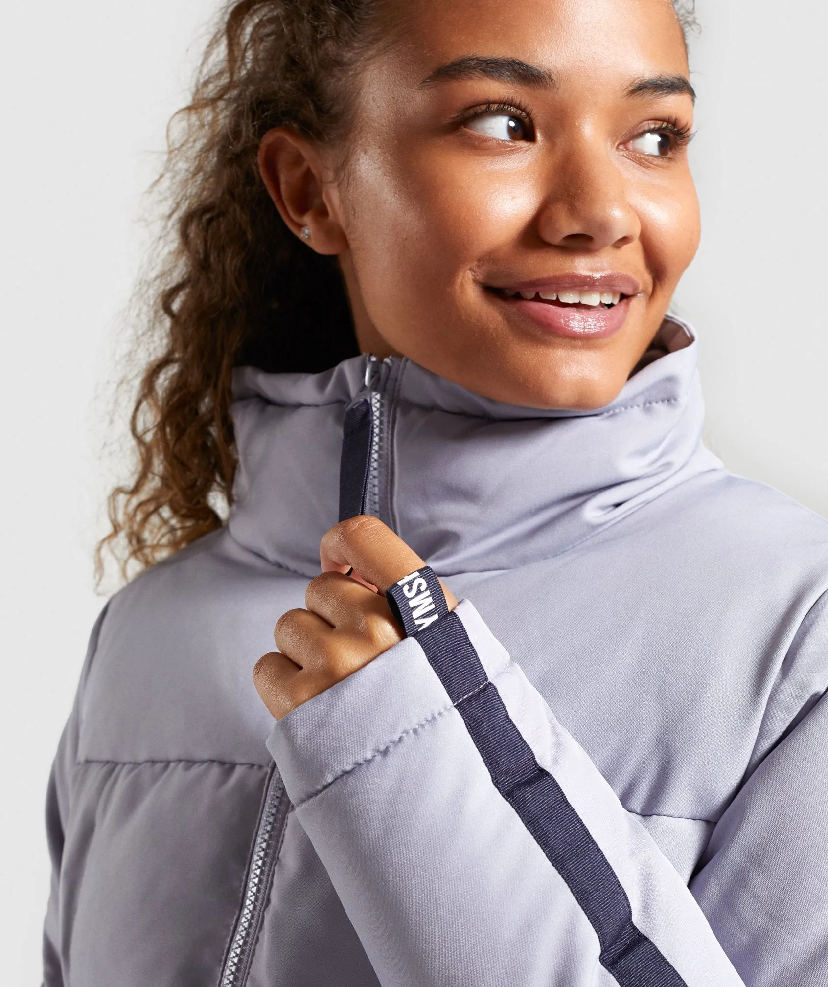 Gymshark Oversized Puffer Jacket - Lilac Grey/Dark Blue