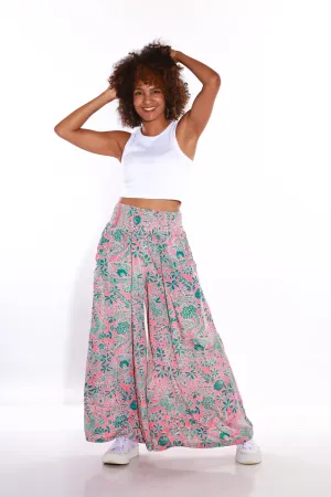 Happy Pants wide leg Boho palazzo pants - coral