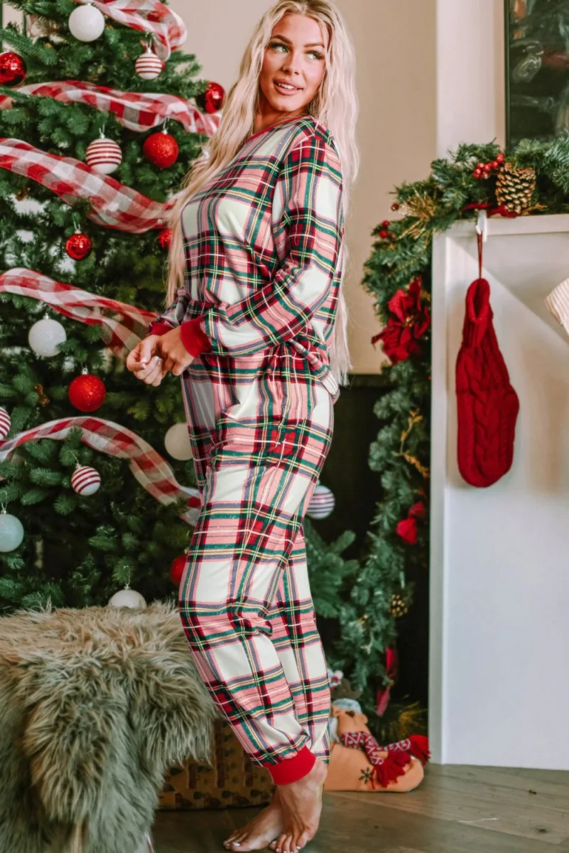 Holiday Red & Green Plaid Long Pants Lounge Set