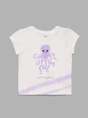 HOP Kids Octopus Printed White T-Shirt