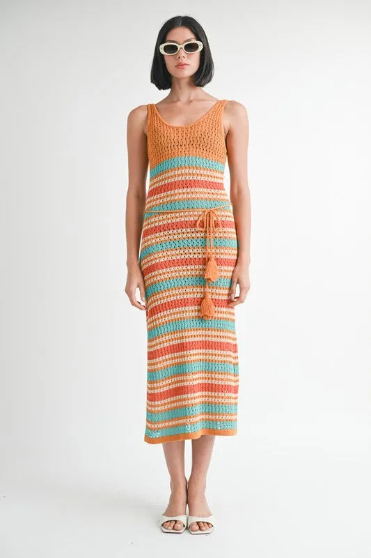 Hot Girl Arizona Tea Scoop Neck Crochet Maxi Dress