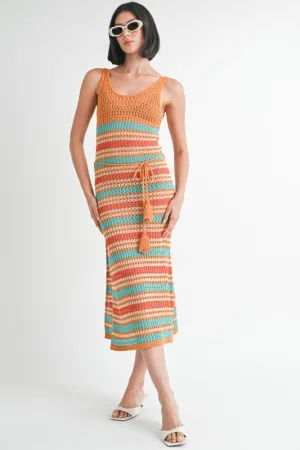 Hot Girl Arizona Tea Scoop Neck Crochet Maxi Dress