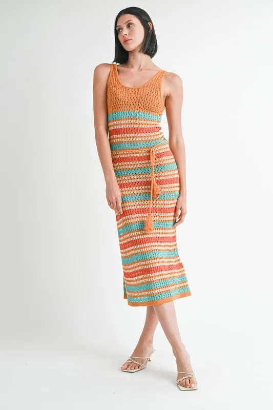 Hot Girl Arizona Tea Scoop Neck Crochet Maxi Dress