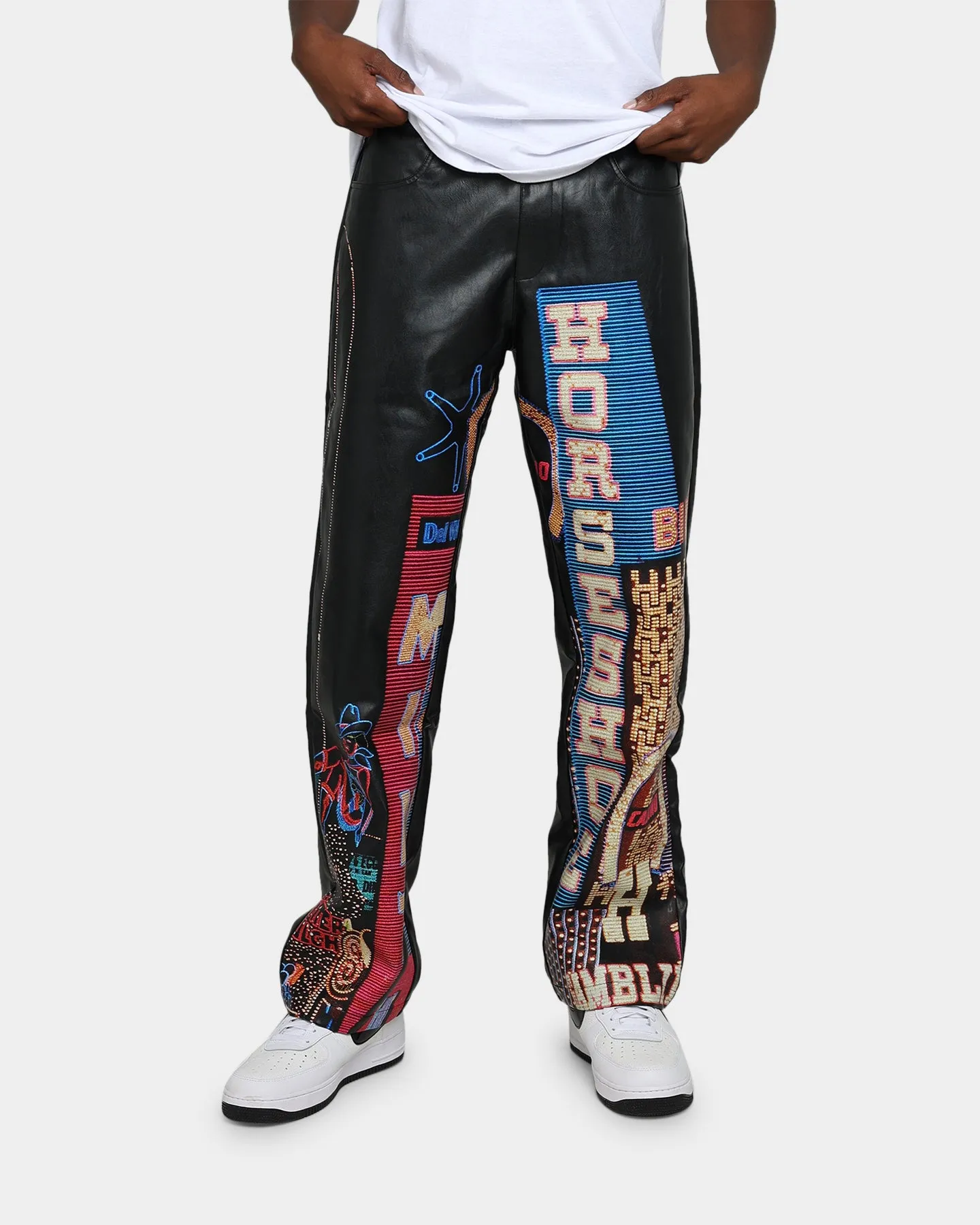 International Collective Vegas Lights Leather Pants Black