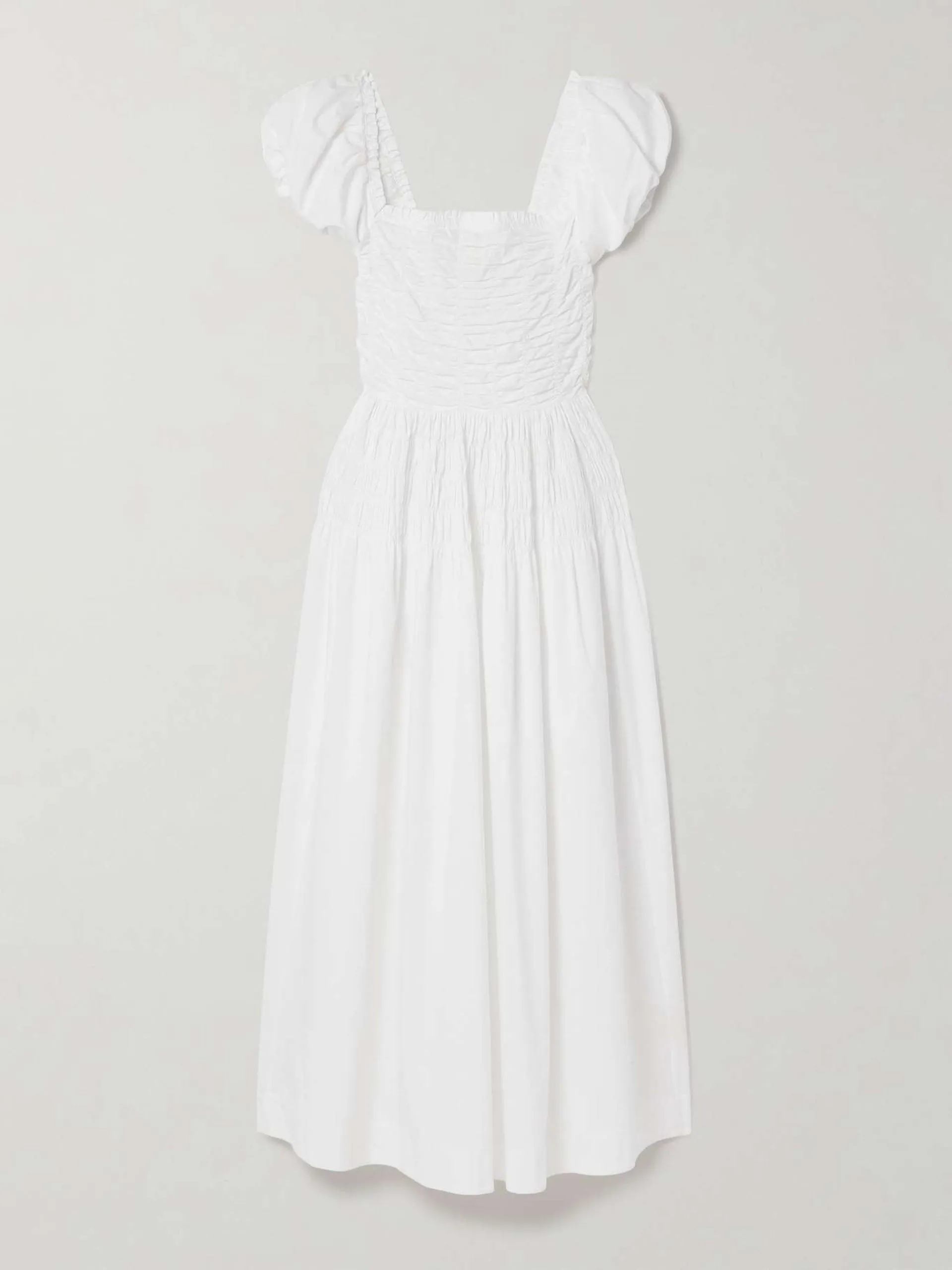 Katherina shirred cotton-voile midi dress