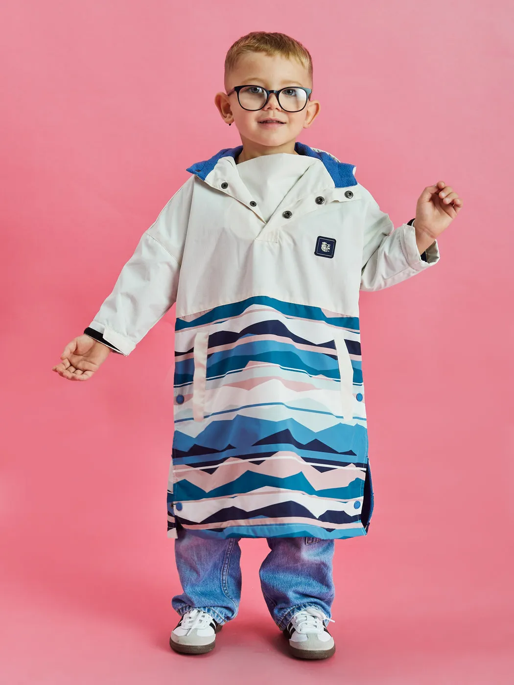 Kids Alva Retro Pattern Poncho