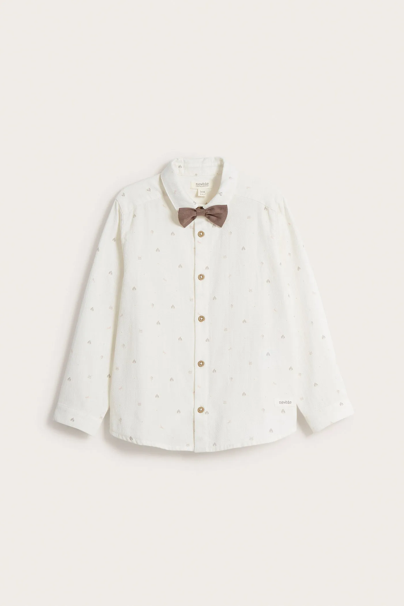 Kids' white circus horse patterned shirt with bow tie