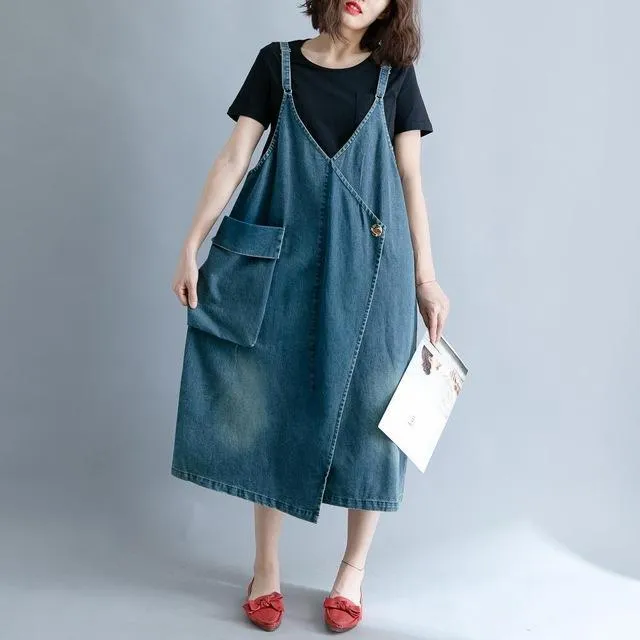 Loose Denim Overall Dress