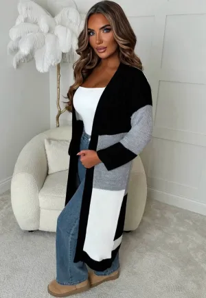 Maddie Monochrome Panelled Longline Cardigan