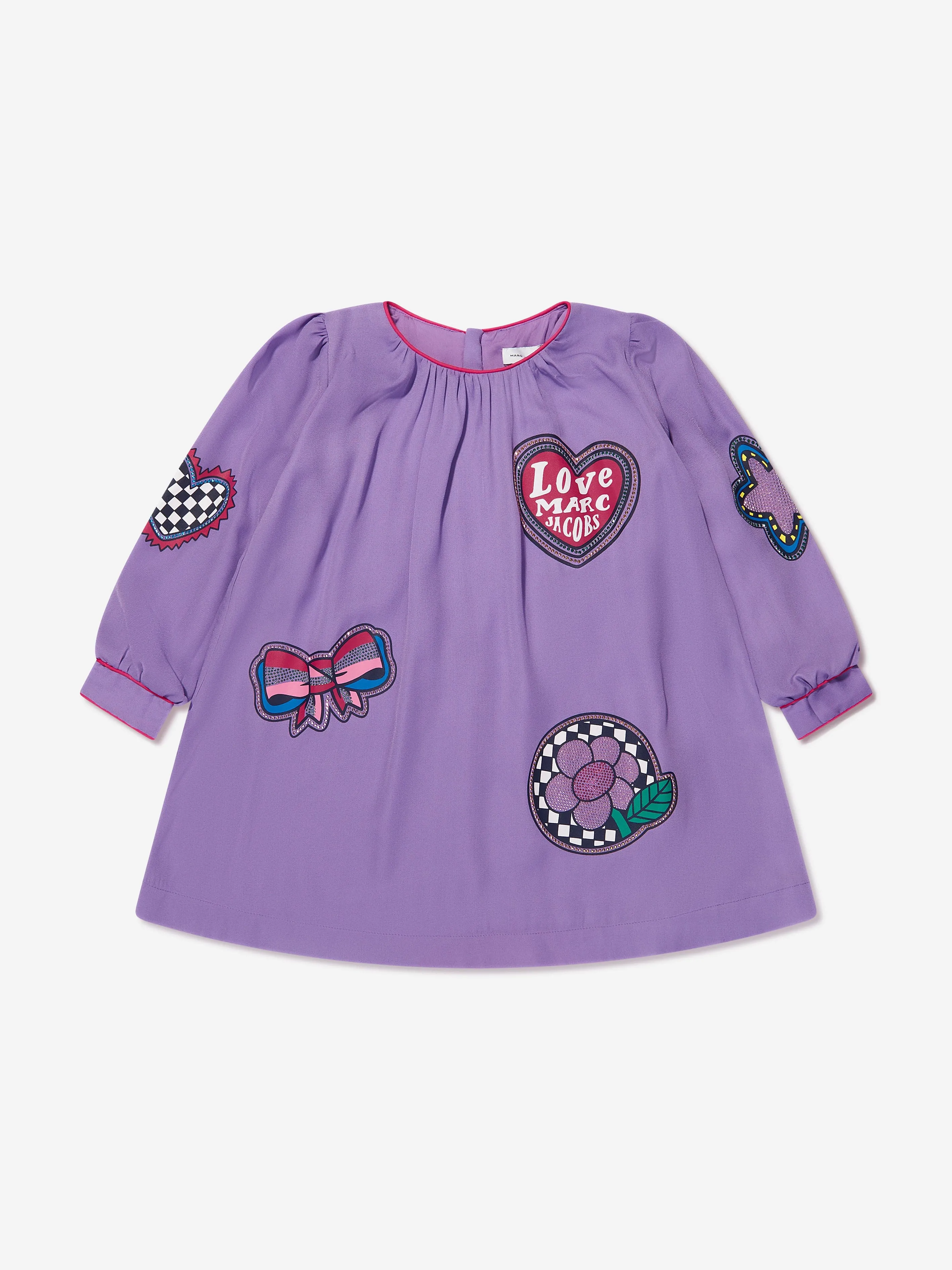 MARC JACOBS Girls Badge Print Dress in Purple