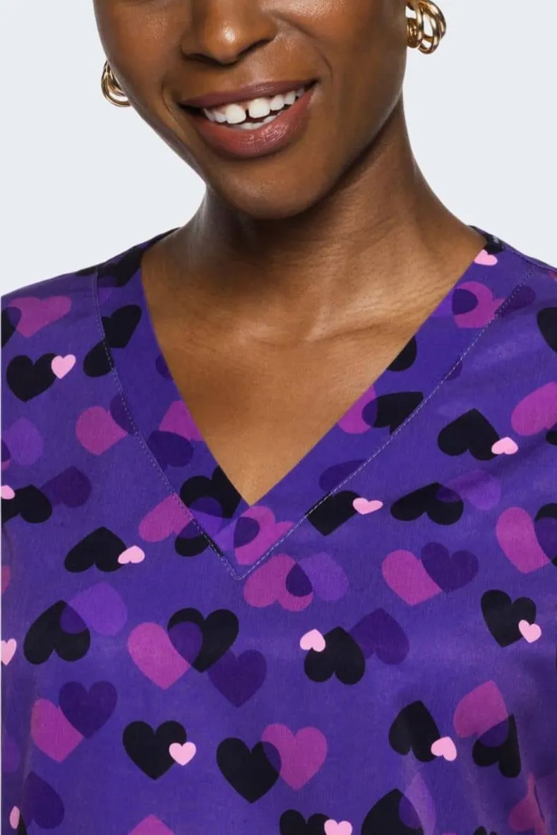 MC8564 Twilight Hearts Women's Print Scrub Top